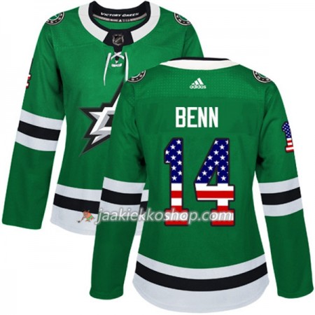 Nainen NHL Dallas Stars Pelipaita Jamie Benn 14 Adidas 2017-2018 Kelly Vihreä USA Flag Fashion Authentic